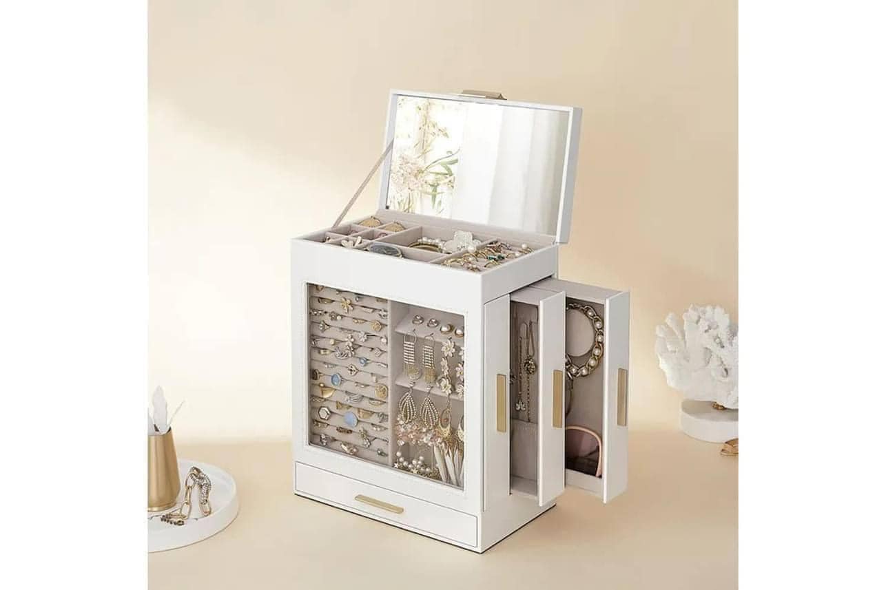 HỘP ĐỰNG TRANG SỨC, KÍNH MẮT 5 LỚP… CÓ NẮP KÍNH CỦA SONGMICS ĐỨC Hàng chính hãng
