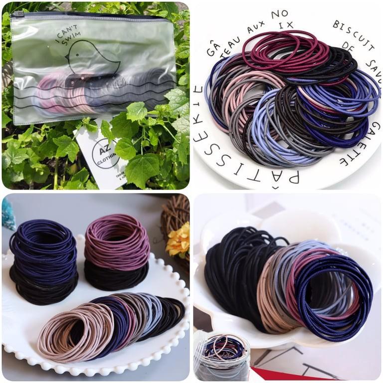 Set 100 dây buộc tóc trơn kèm túi zip siêu xinh