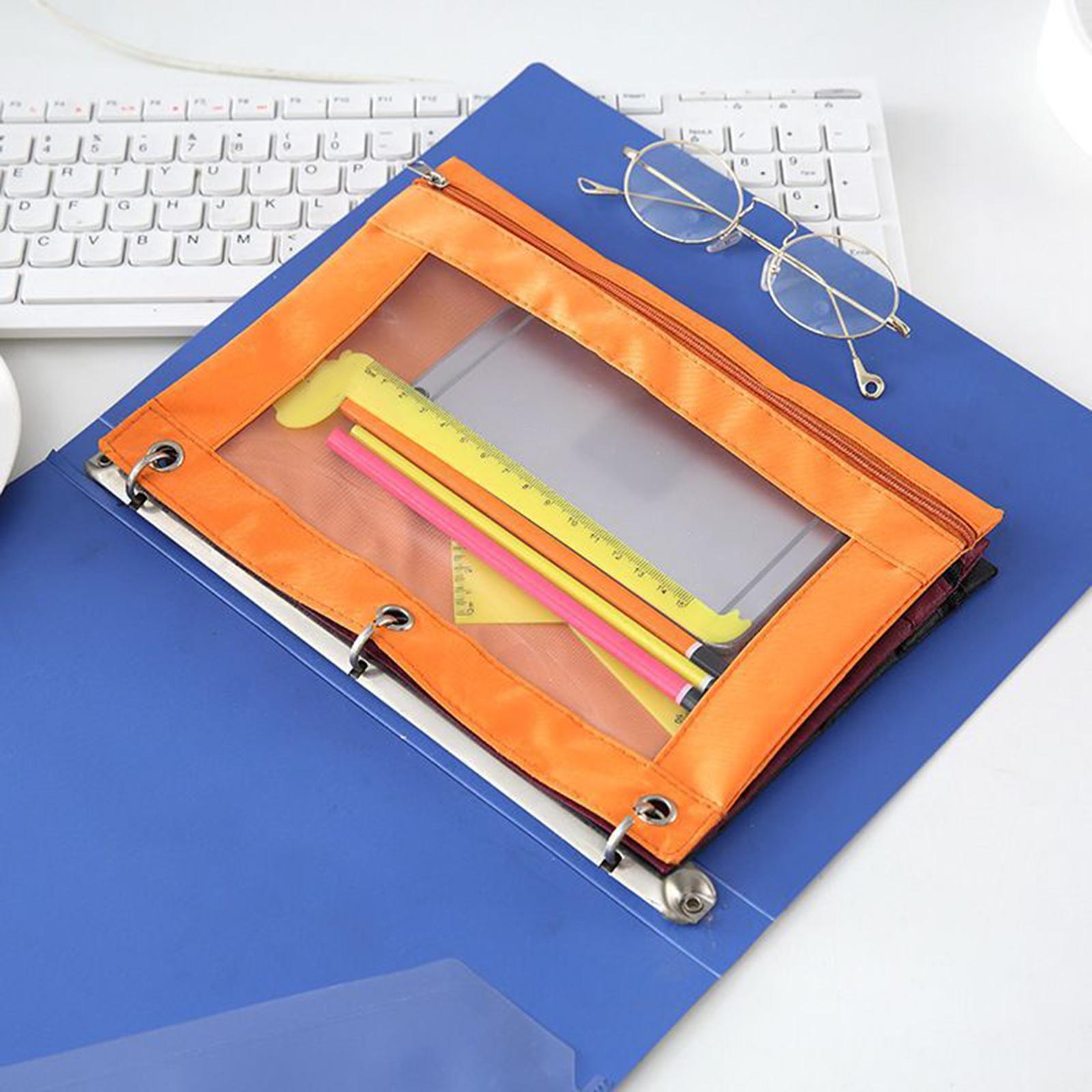 Pen Bag Binder Pencil Pouch Lightweight Cosmetic Bag Office Stationery Organizer Pencil Bags for Boys and Girls Children Teen Birthday Gifts