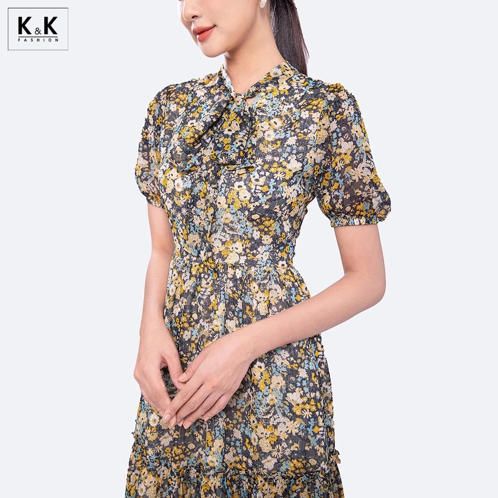Đầm Hoa Dáng Xòe Đuôi Cá K&amp;K Fashion KK118-24 Chất Liệu Voan Xốp