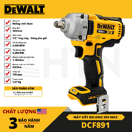 Thân máy siết bu lông 18-20V Max Dewalt DCF891