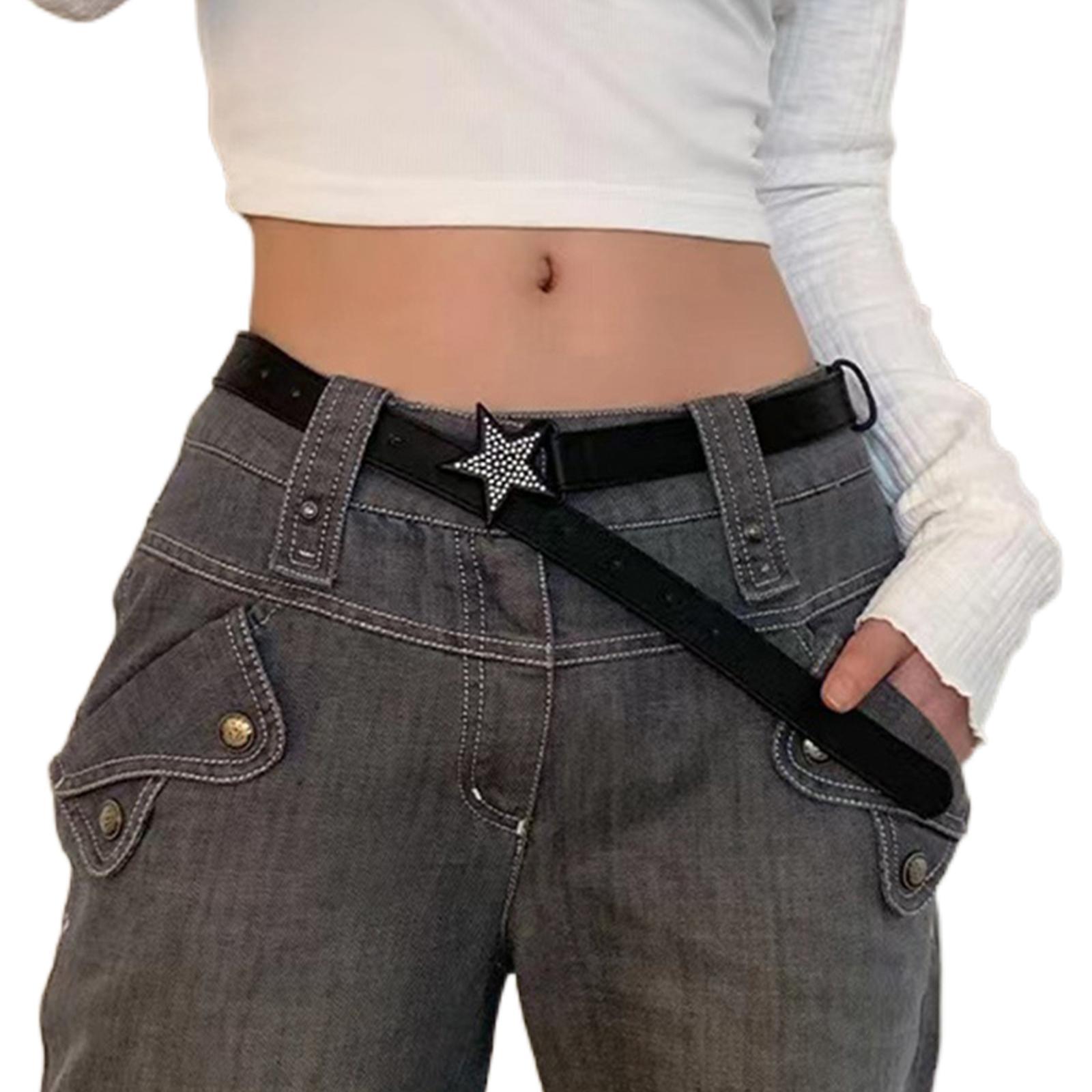 Ladies Waist Belt Rhinestone Buckle Jeans Belt Women PU Leather Belt