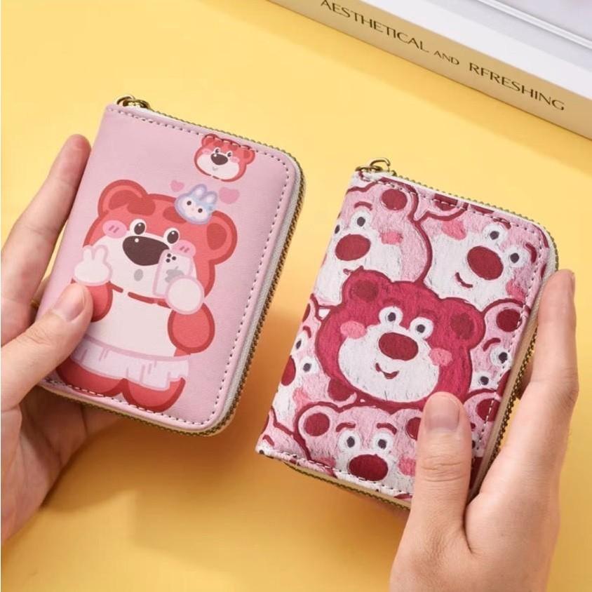 Ví mini cầm tay nam nữ hoạ tiết gấu dâu lotso Túi đựng thẻ tiện lợi