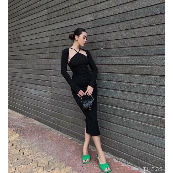 ĐẦM BODY CỔ YẾM CUT VAI VÁY BODY CUT VAI XB