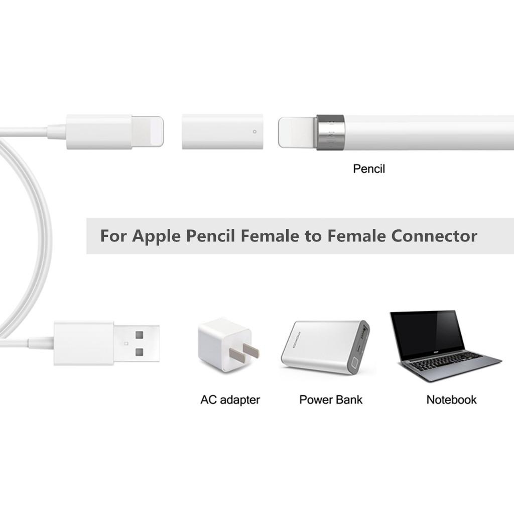 For Apple for iPad Pro Pencil Charger Convertor Charge Power Cable Cord Female to Female F/F Connector White