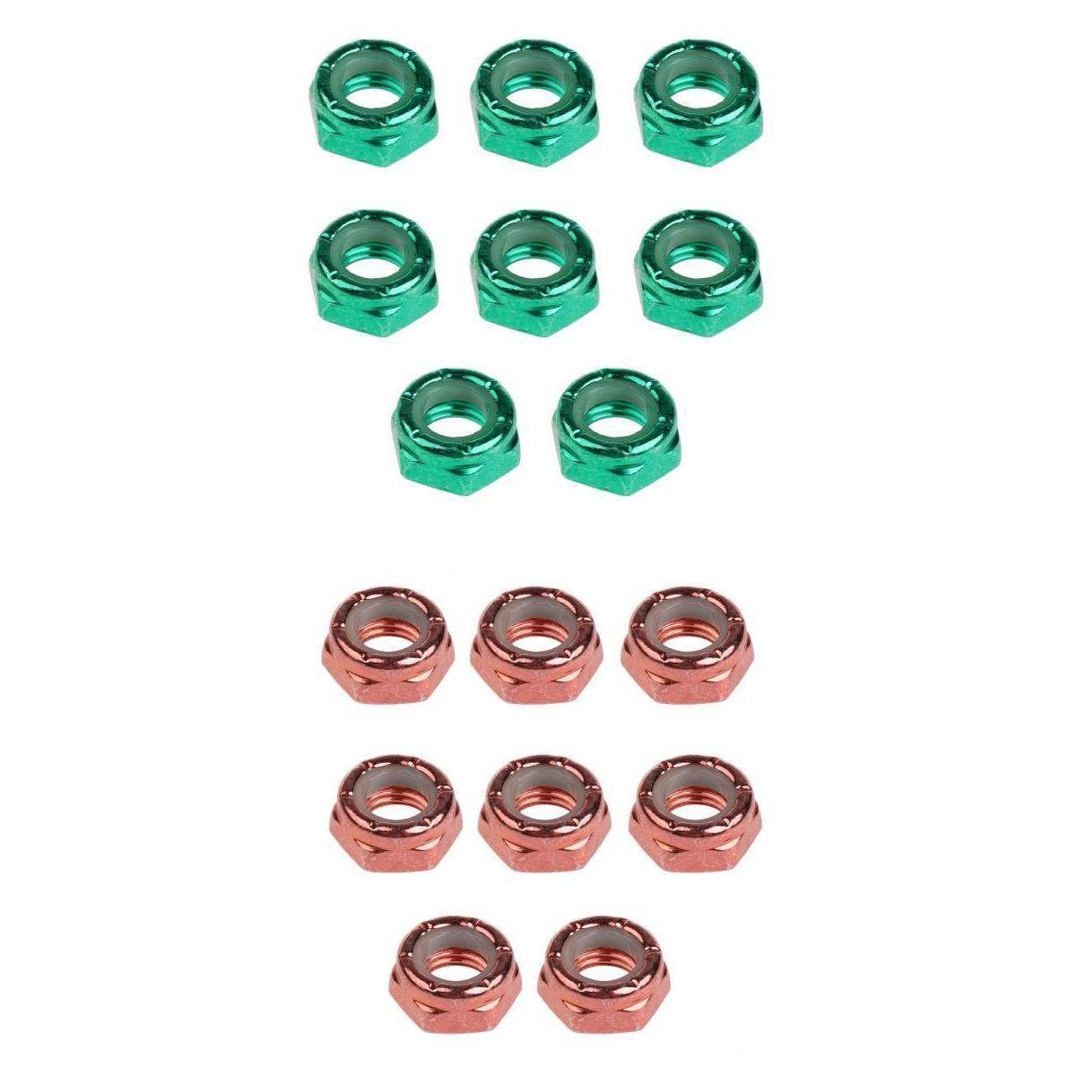 16pcs 2 Colors Skateboard Truck Wheel Axle Screw Nuts
