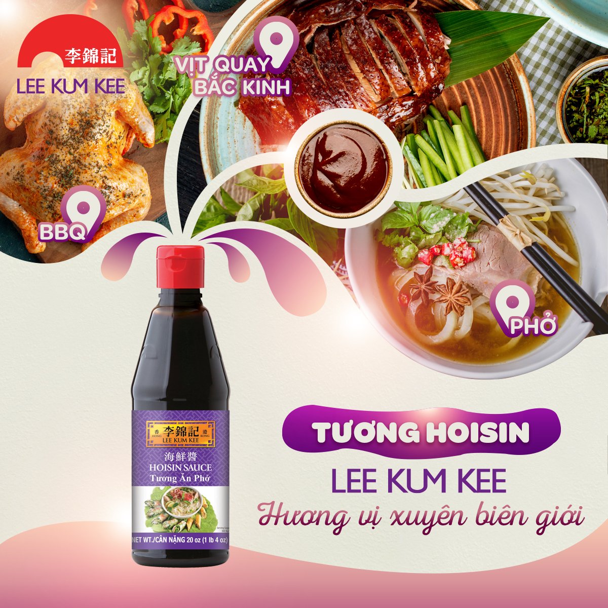 Tương ăn phở Lee Kum Kee Hoisin Sauce (567g/chai) loại cao cấp nhập khẩu từ Mỹ