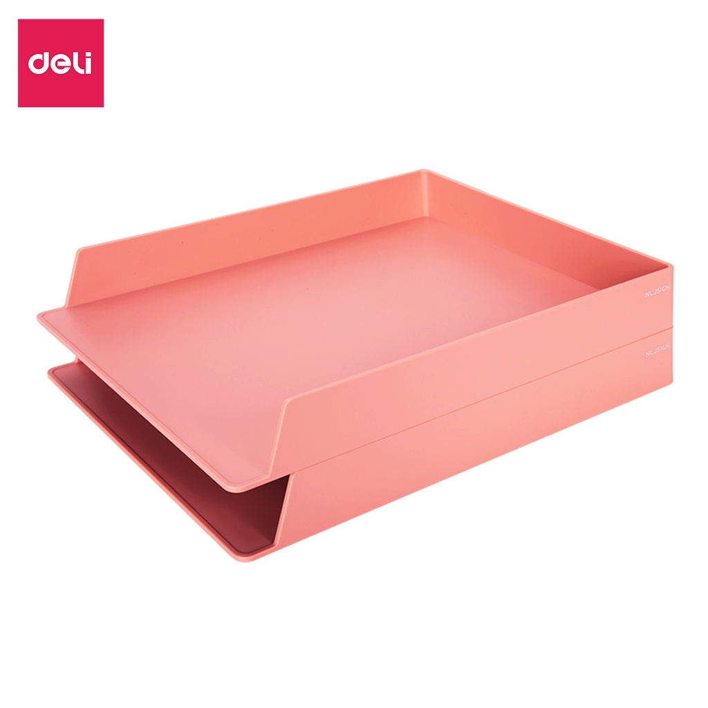 Khay Đựng Tài Liệu DELI - Kệ Xếp Giấy Tờ Cho Sắp Xếp Bàn Học, Bàn Làm Việc Nhựa ABS Cao Cấp, Bộ 2 Chiếc
