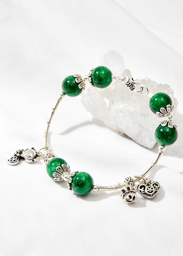 Vòng tay cẩm thạch sơn thủy phối hồ ly Ngọc Quý Gemstones