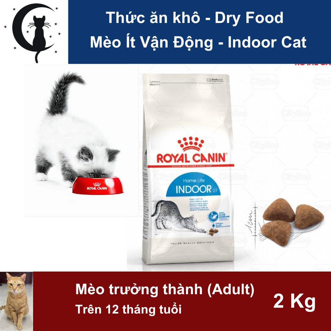 ROYAL CANIN Indoor 27 _Thức Ăn Hạt Cho Mèo Từ 1 - 7 tuổi [2KG] | Mèo Ít Vận Động