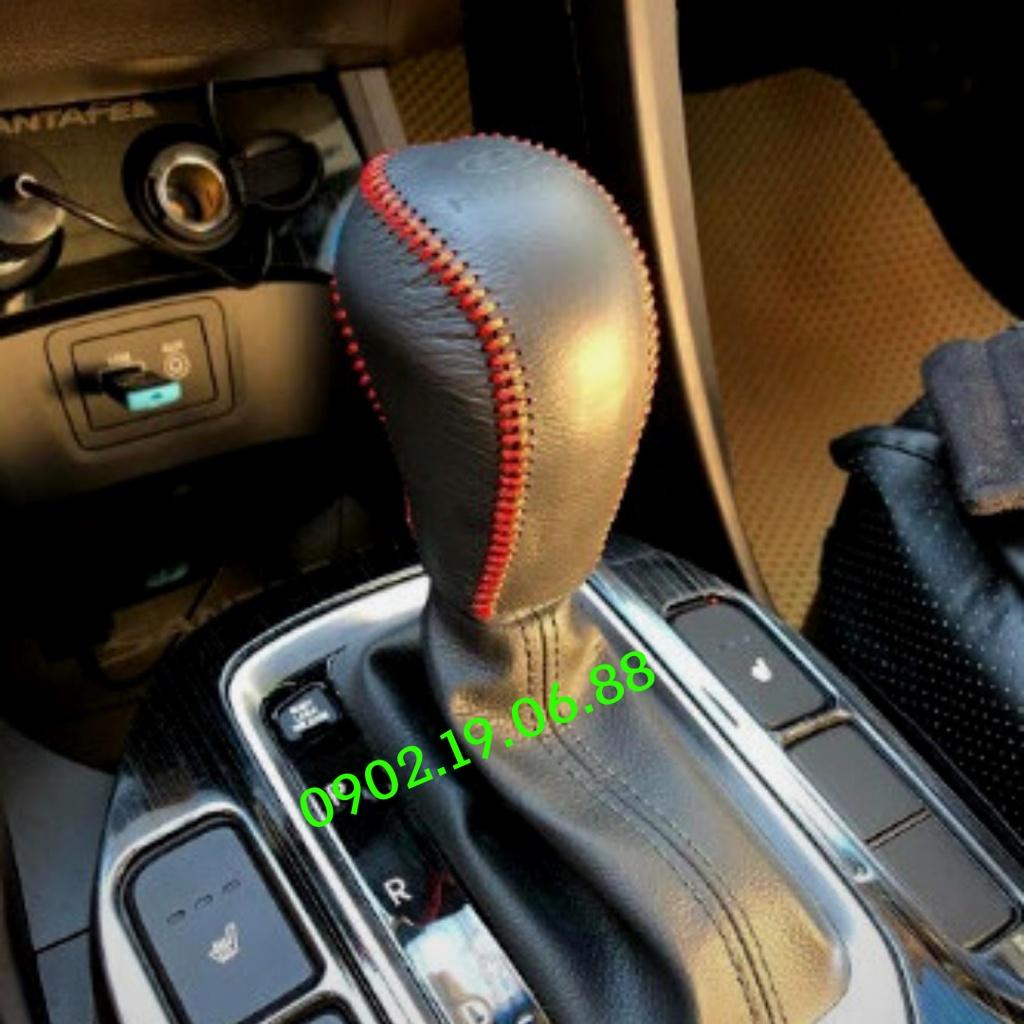 Bọc cần số da bò nhập khẩu xe Huyndai Santafe 2019-2022