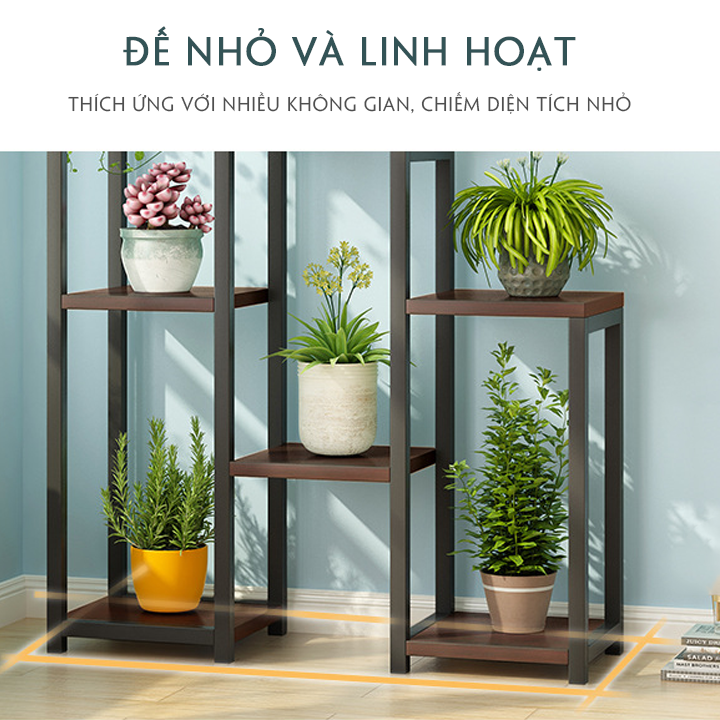 Kệ hoa 3 tầng phòng khách khung thép chắc chắn 2 màu trắng đen, Kệ trang trí cây cảnh để hoa Quà tặng