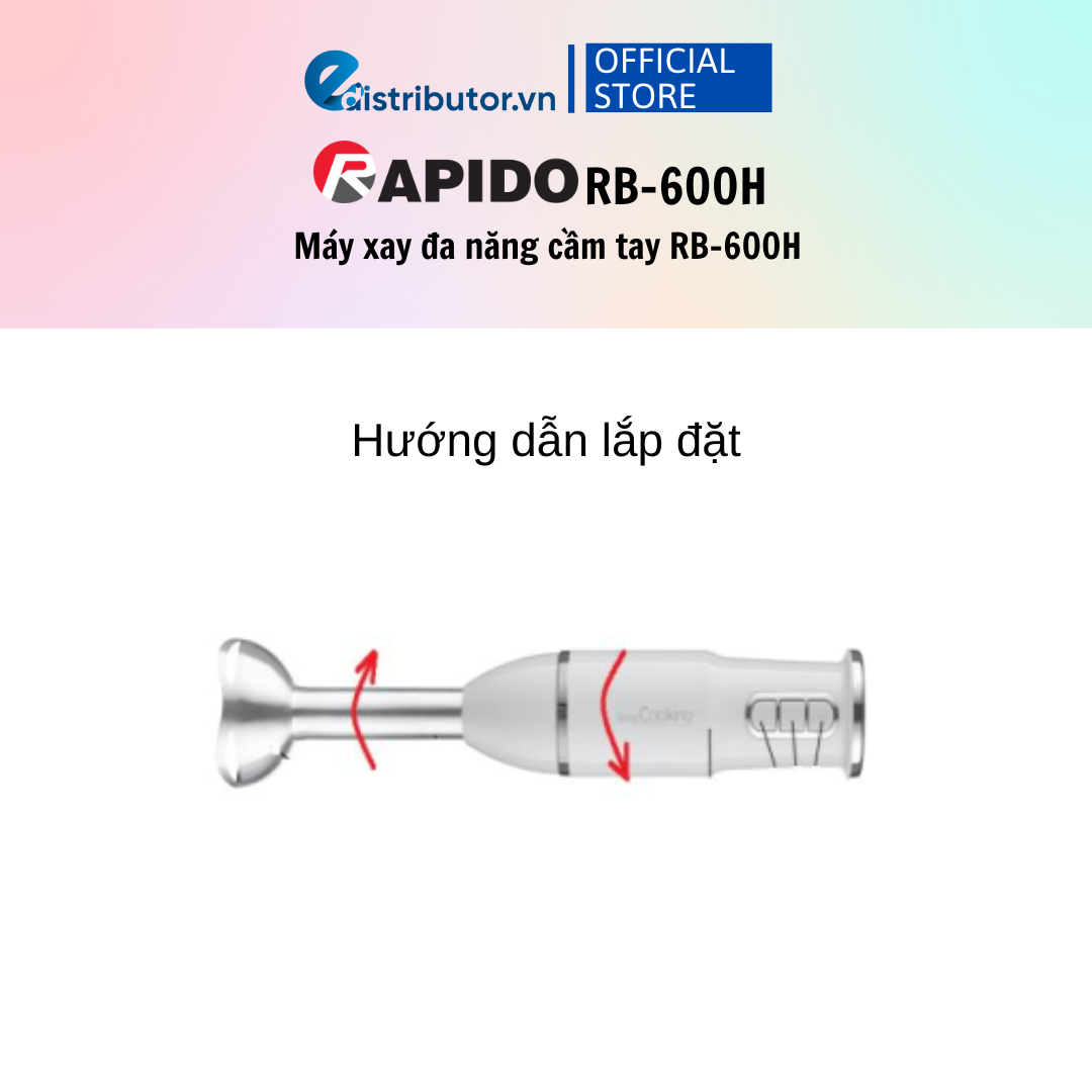 Máy xay đa năng cầm tay Rapido RB-600H - Máy xay thịt đa năng Rapido RMC-300 - Hàng Chính Hãng - Bảo Hành 12 Tháng