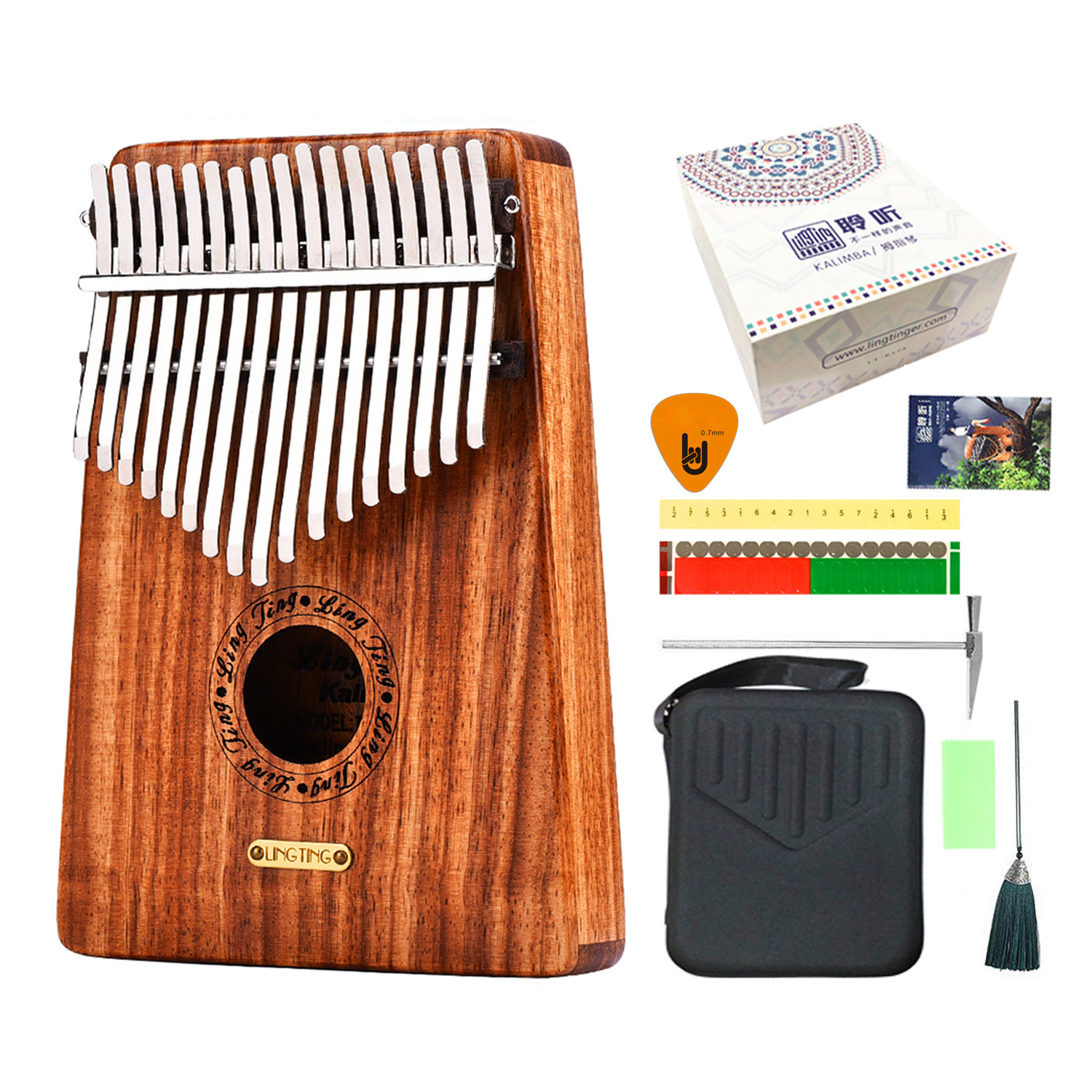 Đàn Kalimba LingTing 17 Phím LT-K17S (Gỗ Hồng Đàn - Full Phụ Kiện)  - Kèm Móng Gảy DreamMaker