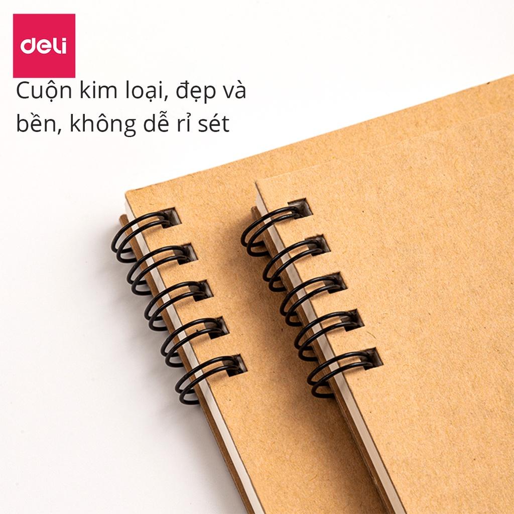 Sổ Còng Gáy Xoắn 10 Còng Bìa Kraft A5 60 Trang Kẻ Ngang Nusign Deli - Phù Hợp Làm Sổ Kế Hoạch Planner Sử Dụng Như Tập Vở Học Sinh - NS291