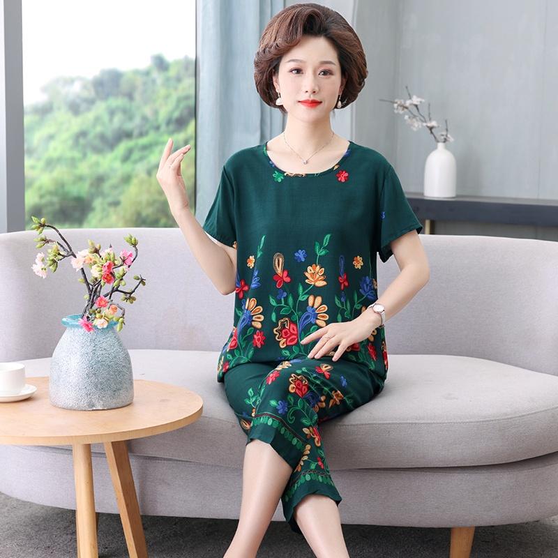 Bộ quần áo mặc nhà cho mẹ chất lanh đũi không nhăn
