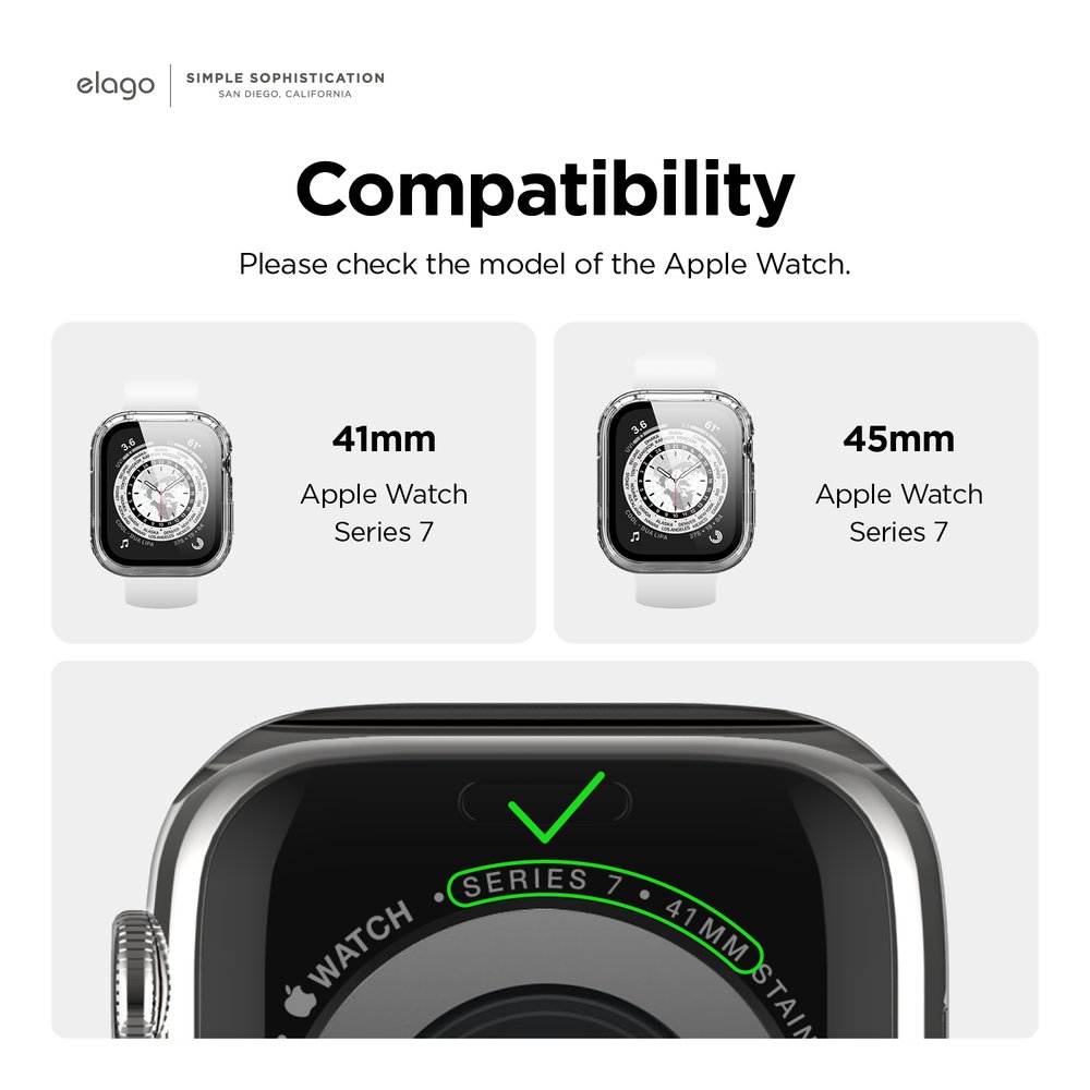 Ốp bảo vệ Elago Clear Shield Case Mặt Kính Cường Lực dành cho Apple Watch 7/ Apple Watch 8 - Hàng chính hãng