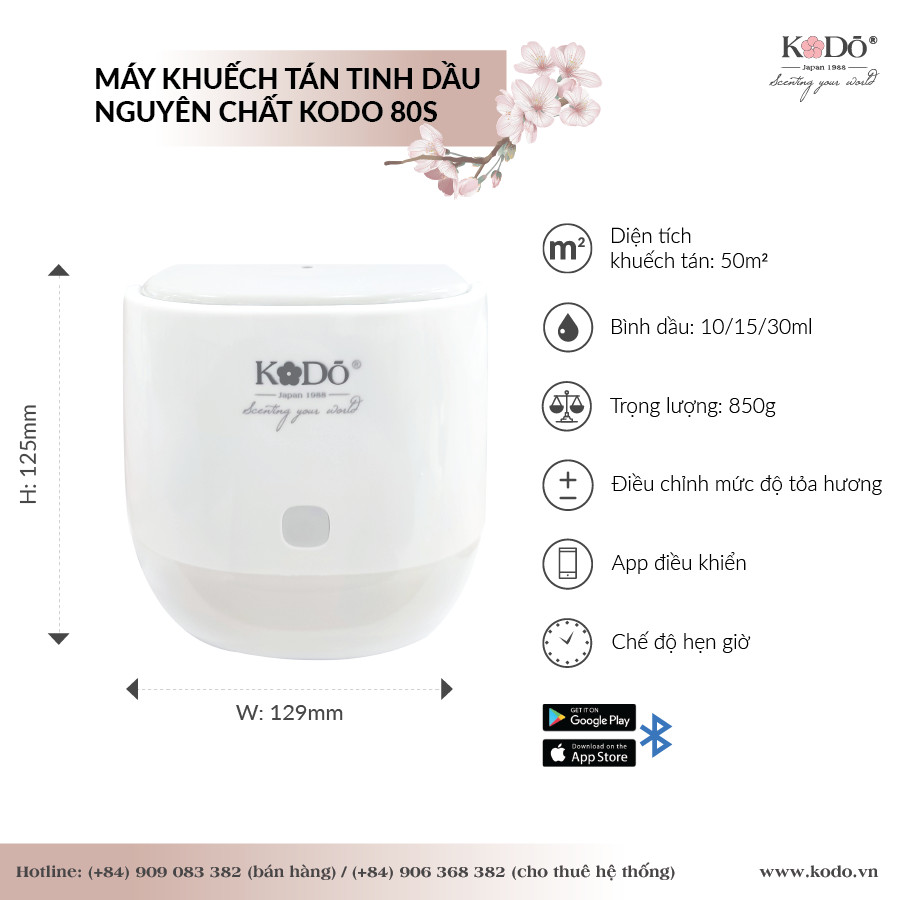 Máy Khuếch Tán Tinh Dầu Nguyên Chất Kodo KD80s Máy Tạo Mùi Hương Cho Không Gian 50m2