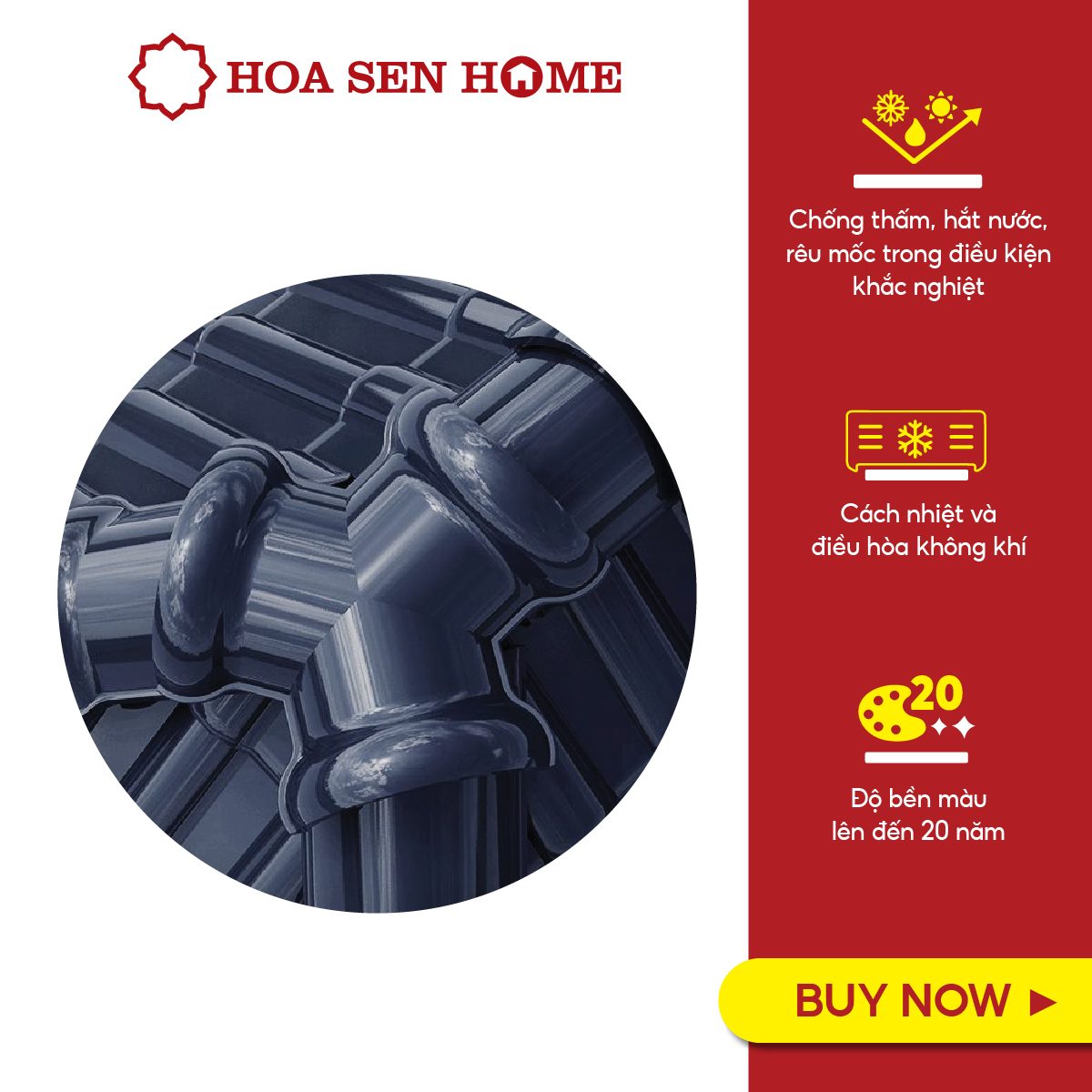 Ngói chạc 3Y tráng men cao cấp CASA PRO,  chống thấm, chống rêu mốc - Hàng chính hãng
