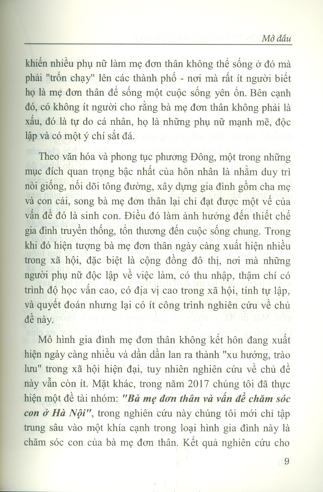 Bà Mẹ Đơn Thân Ở Đô Thị Hiện Nay - Nghiên Cứu Trường Hợp Tại Thành Phố Hà Nội (Sách chuyên khảo)