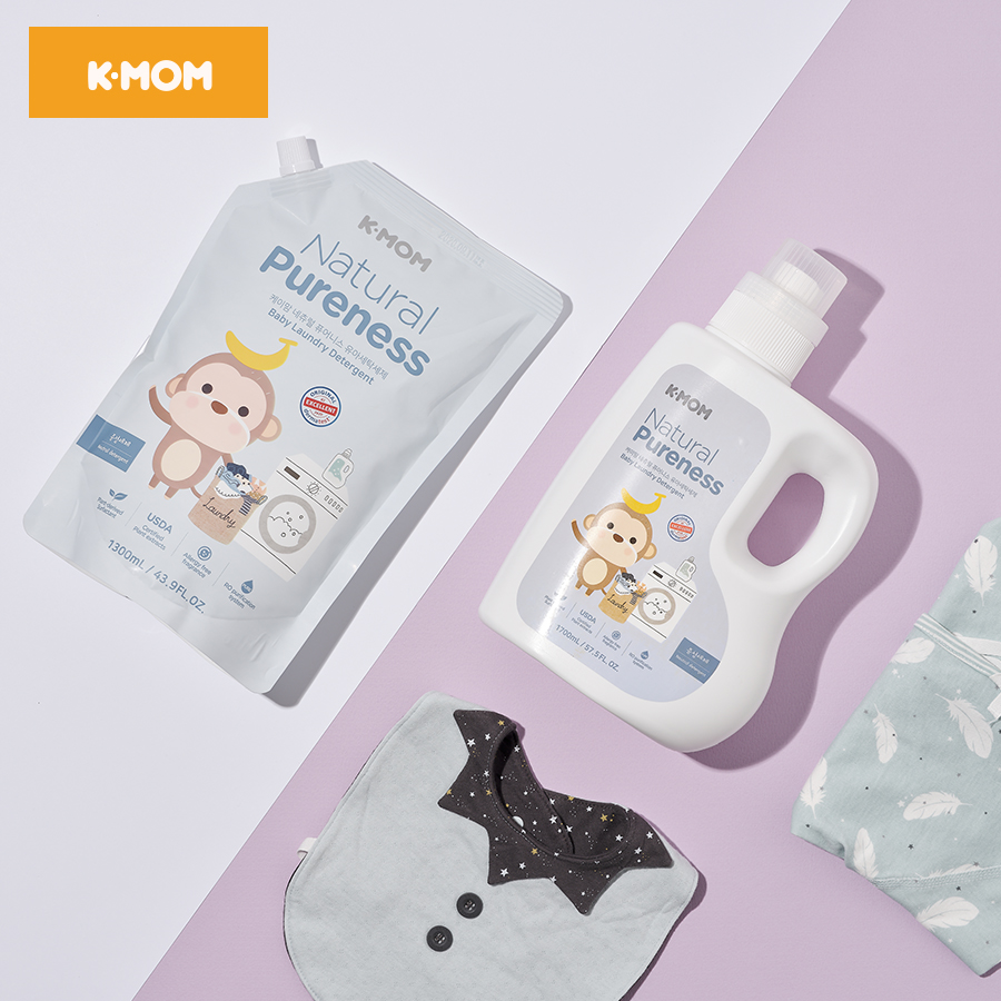 Combo 2 túi Nước giặt đồ sơ sinh với chiết xuất thảo mộc hữu cơ K-Mom Km13127 1300ml