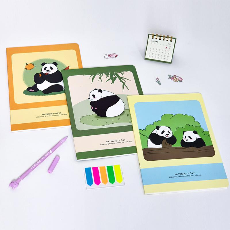Tập Học Sinh Chống Lóa Fluffy Panda - Miền Bắc - 4 Ô Ly - 48 Trang 100gsm - The Sun 03