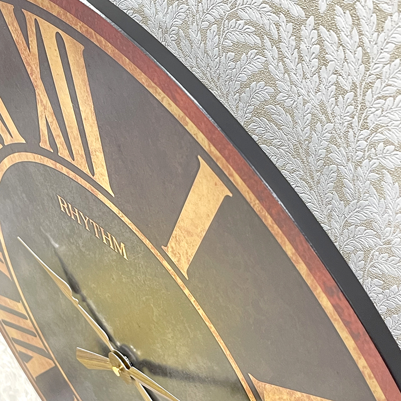 Đồng hồ treo tường RHYTHM WOODEN WALL CLOCKS CMP543NR02 , Vỏ màu Đen