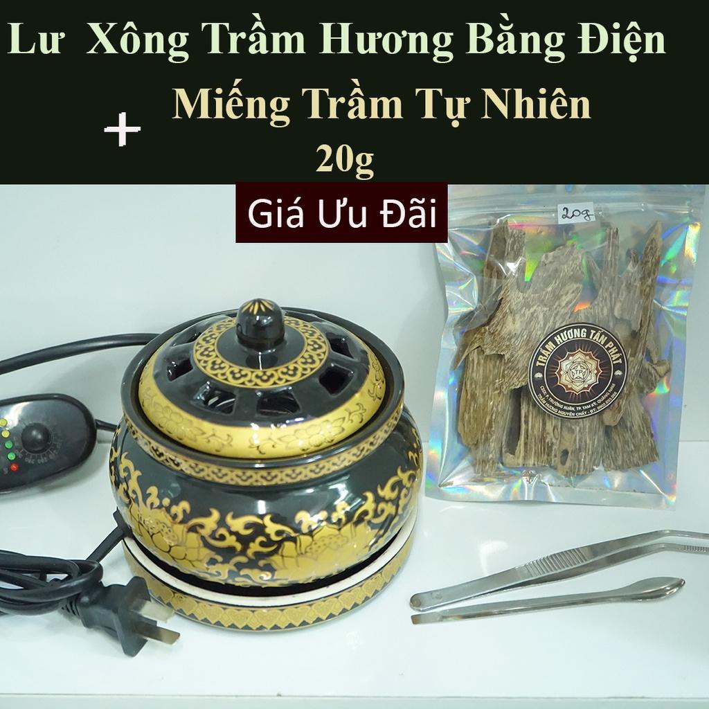 Lư Xông Trầm Hương bằng điện – Màu Vàng đen siêu Sang – Xông Bột, Miếng Trầm