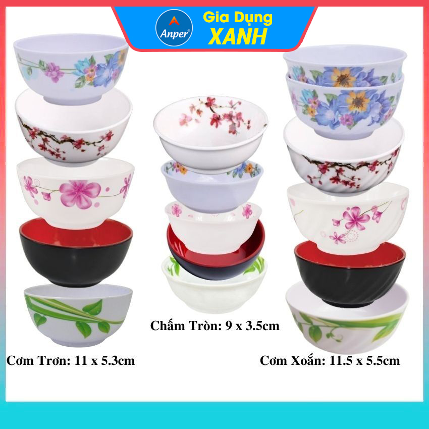 Chén ăn cơm nhựa Melamine cao cấp 11cm  Nhật Hàn chén ăn cơm  bát ăn cơm bát ăn cơm đẹp gia đình và nhà hàng shushi bộ chén bát đĩa tô tô nhựa ăn cơm