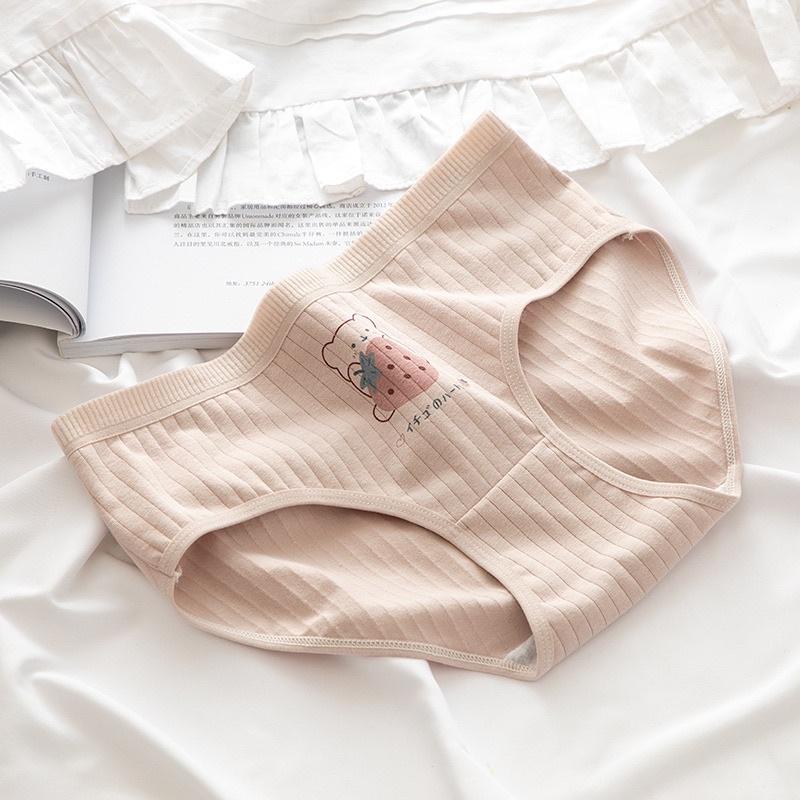 Quần Lót Nữ Cotton Siêu Thoáng Nâng Mông Dâu Tây Thỏ Hồng Siêu Kute QL11