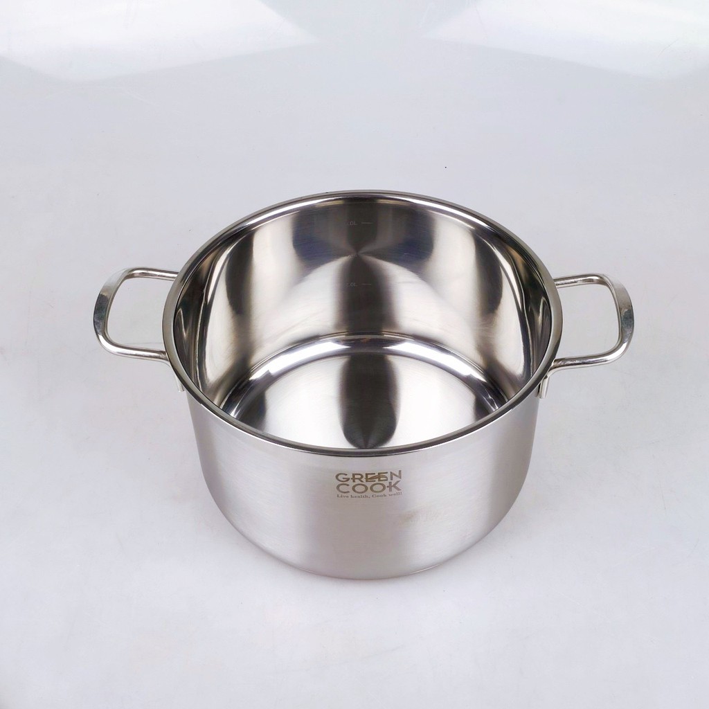 Bộ 3 nồi inox đáy từ 3 lớp Greencook GCS06 dùng được trên mọi loại bếp, quai cách nhiệt size 16/20/24cm