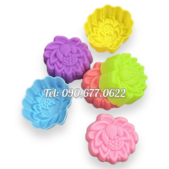 Bộ 10 khuôn silicon 3 lớp làm bánh, rau câu, bánh bông lan, bánh da lợn, bánh Cookie hoa sen nở – Mã số 1168