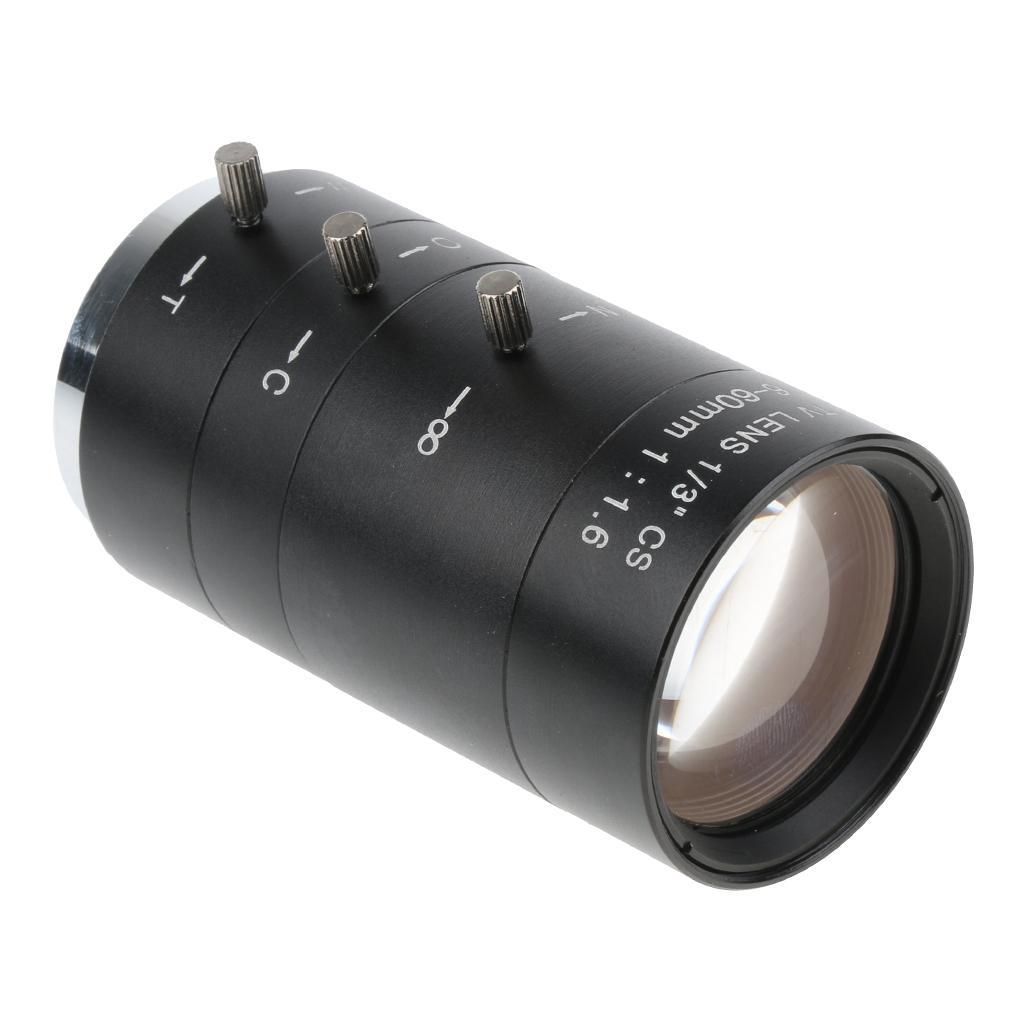 6-60mm 1/3" CS Mount Varifocal Movie TV Manual Camera Lens Replacement Black