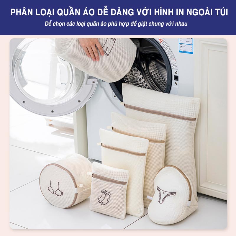 Túi giặt đồ máy giặt cao cấp 3 lớp DOROTA vải lưới dày đựng quần áo đồ lót tất vớ nhiều kích thước TG1