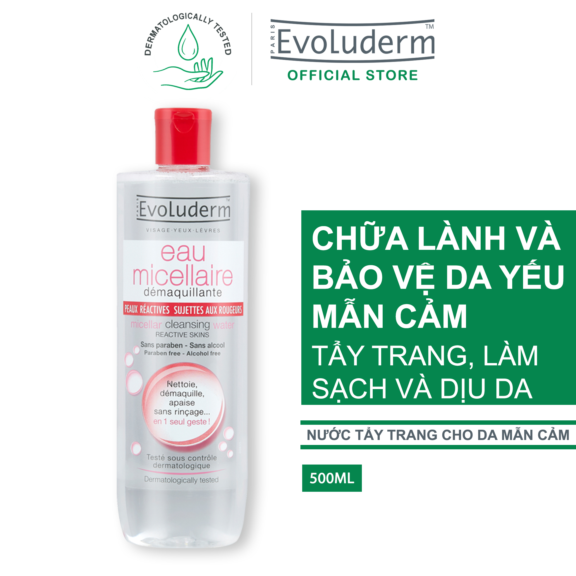 Nước tẩy trang Evoluderm Eau Micellaire 500ml (Tùy Chọn)