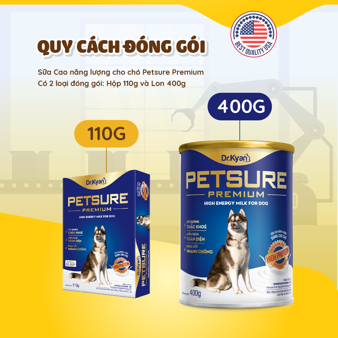 Dr.Kyan - Sữa bột PETSURE - Cao năng lượng cho chó lon 400g