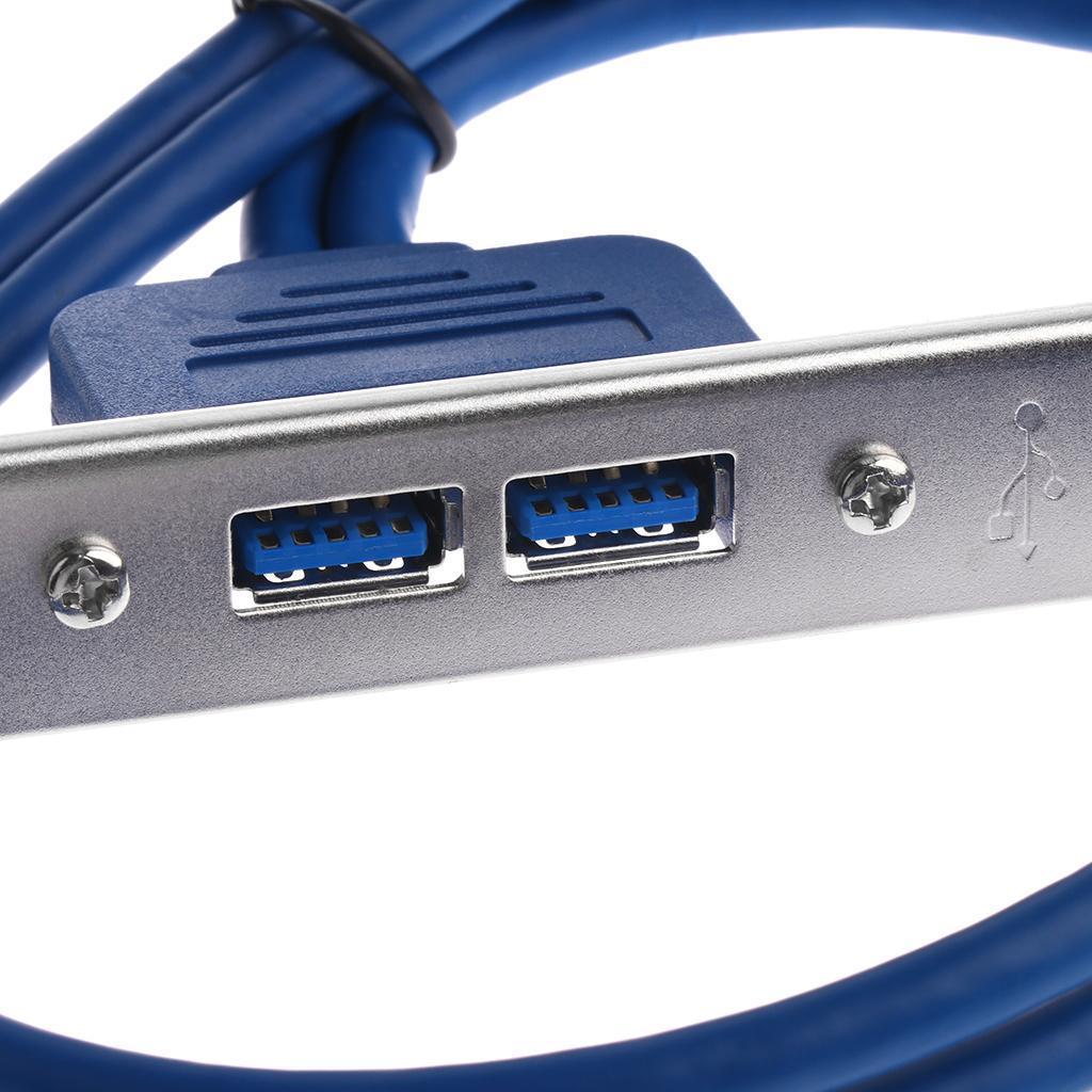 2Port USB3.0 Female to Motherboard 20-Pin Cable with Back Slot Bracket