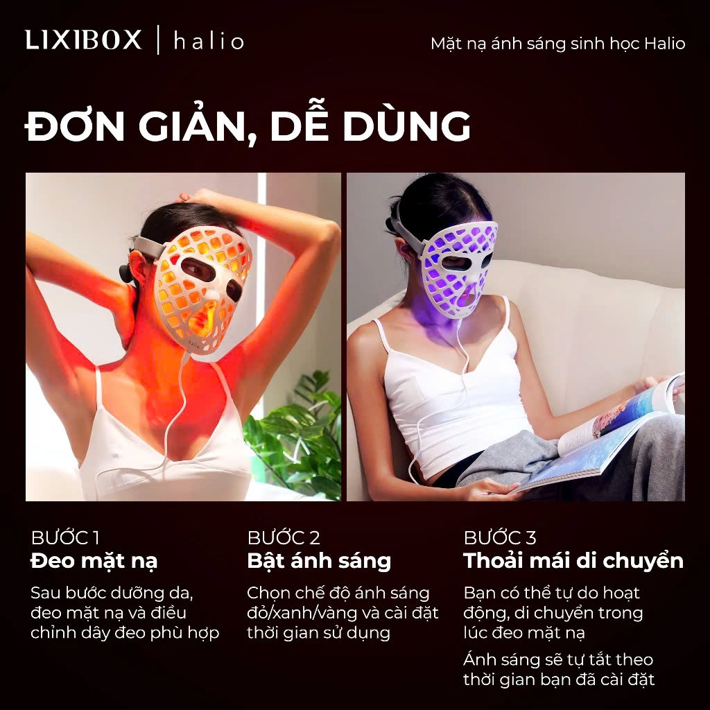 Mặt Nạ Ánh Sáng Halio PureGlow Ultralite Silicone LED Face Mask - Hàng Chính Hãng