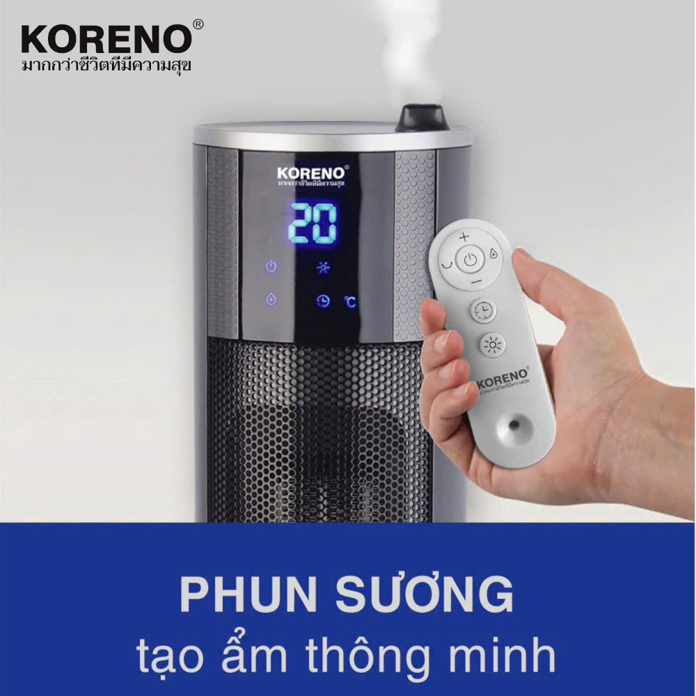 Máy sưởi gốm Ceramic Koreno Thái Lan KN-556 công suất 2200W kèm khiển từ xa - Hàng chính hãng