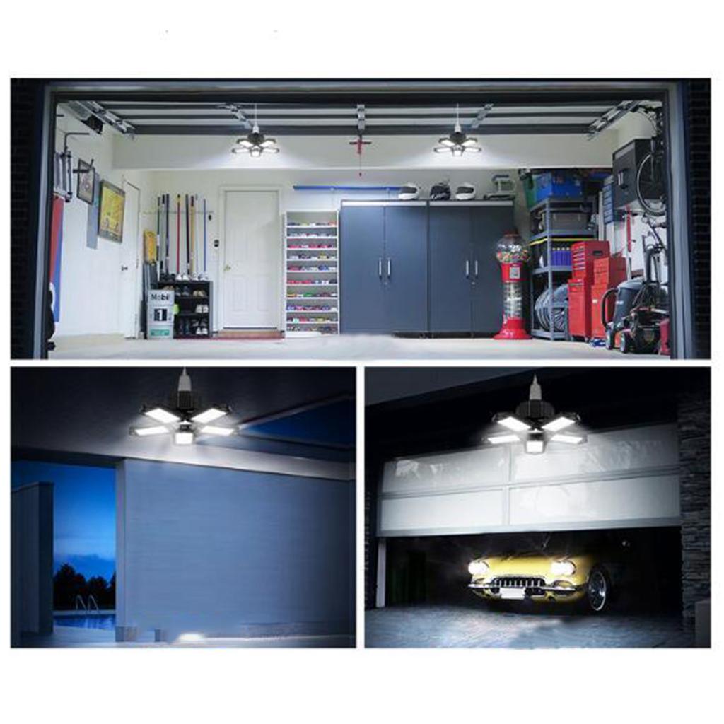 LED Garage Light, Ultra Bright 80W LED Garage Ceiling Lights with E26/E27 Screw Socket, 5 Adjustable Panels 6500K Shop, Barn, Bay Lighting