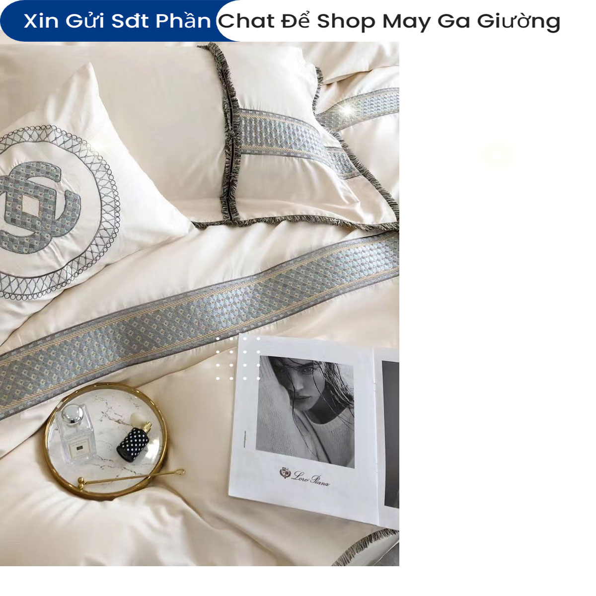 Bộ Chăn Ga Gối Đệm Lụa Tencel 120s 5 Món ANNA NGUYÊN Cao Cấp Chăn Chần Bông Lụa Mềm