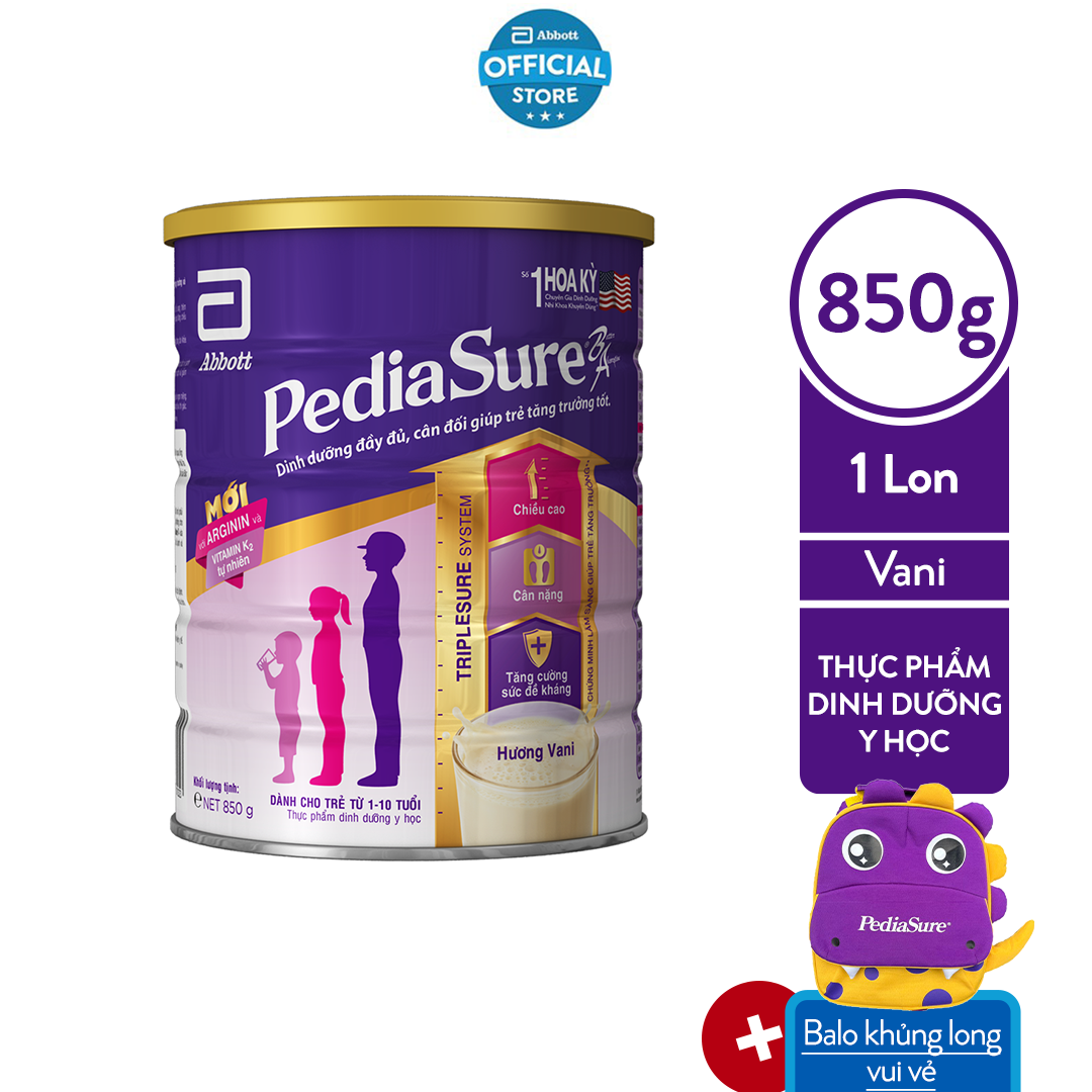 Combo 1 lon Pediasure 850g - Tặng Happy Dinosaur Backpack (Balo khủng long vui vẻ)