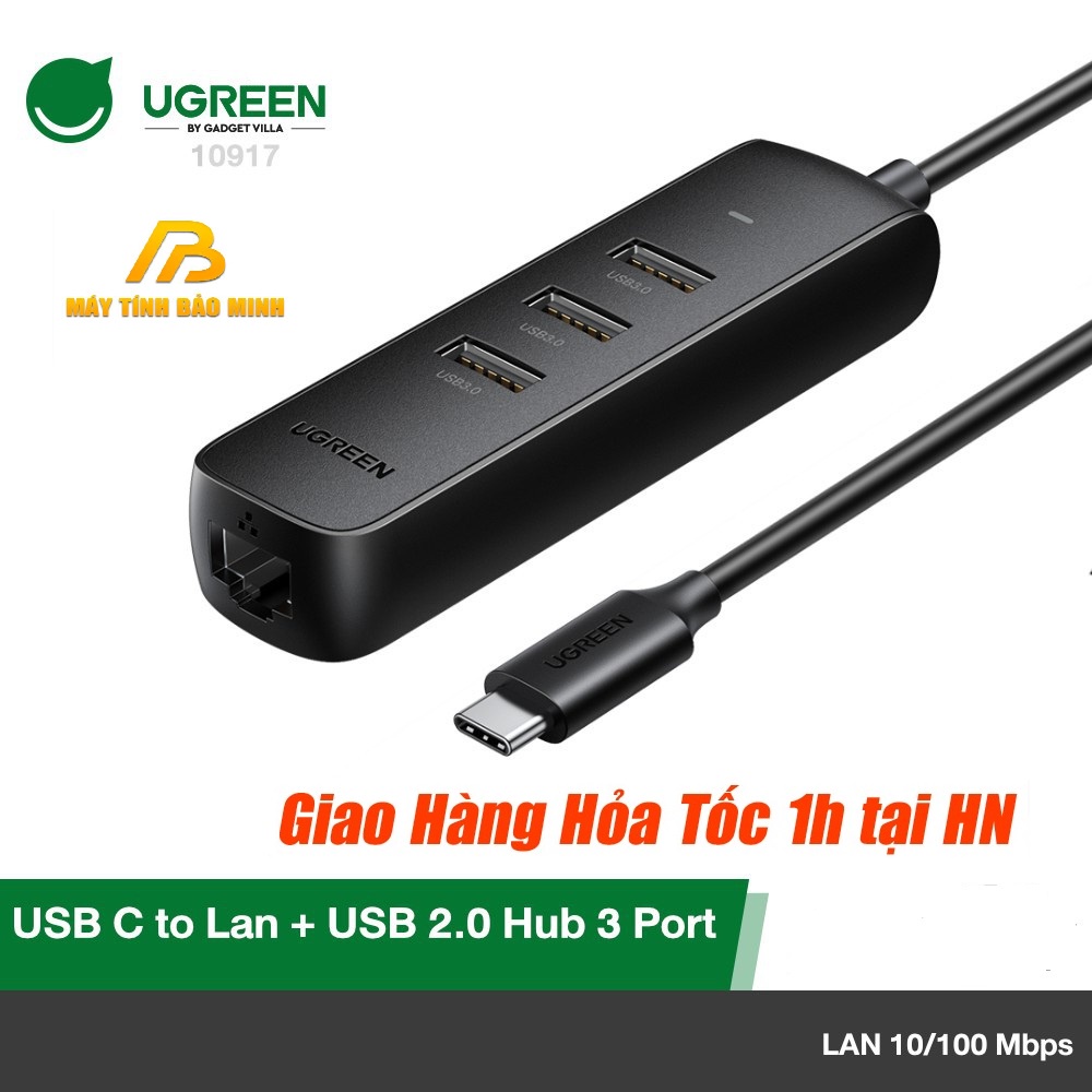 Dây Cáp Chuyển Đổi USB Type C Sang LAN + Hub USB Ugreen (20792) - Hàng Chính Hãng