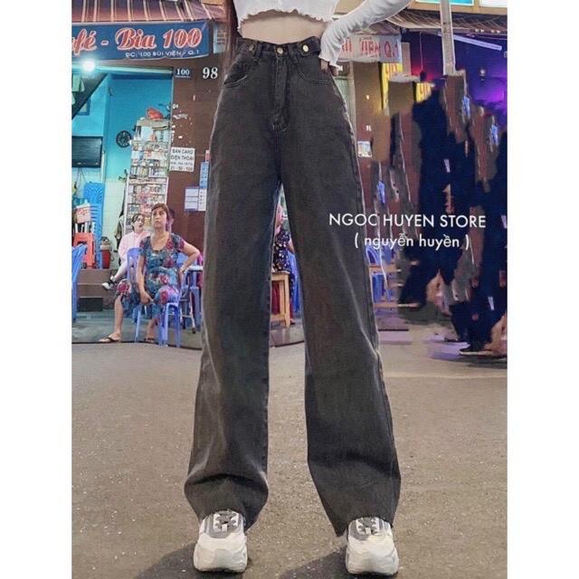 Quần jeans suông dài phối 3 cúc Q040