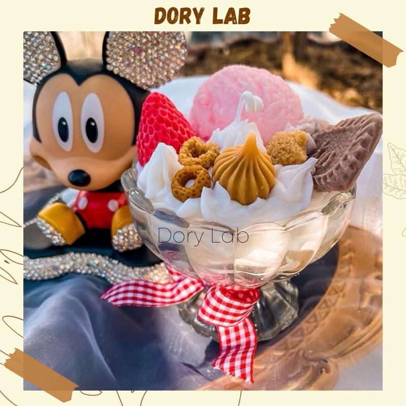 Nến Thơm Ly Kem Dâu Tây Nhiều Topping Không Khói Handmade, Phụ Kiện Decor - Dory Lab