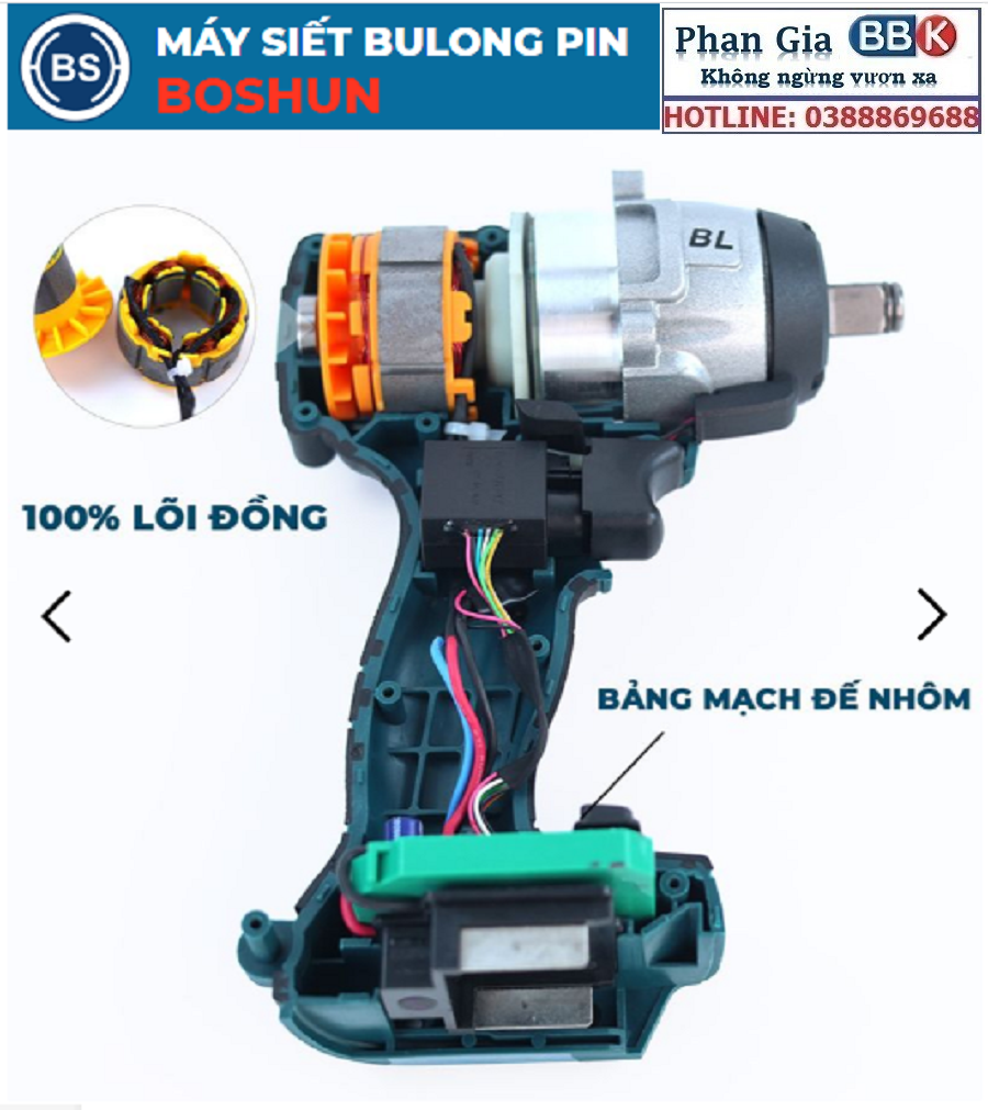 Máy Siết Bulong BOSHUN 21V Dùng Pin 10 CELL - 3 Chức Năng, Máy Bắn Bulong 100% Lõi Đồng Không Chổi Than - Bảo Hành 12 Tháng