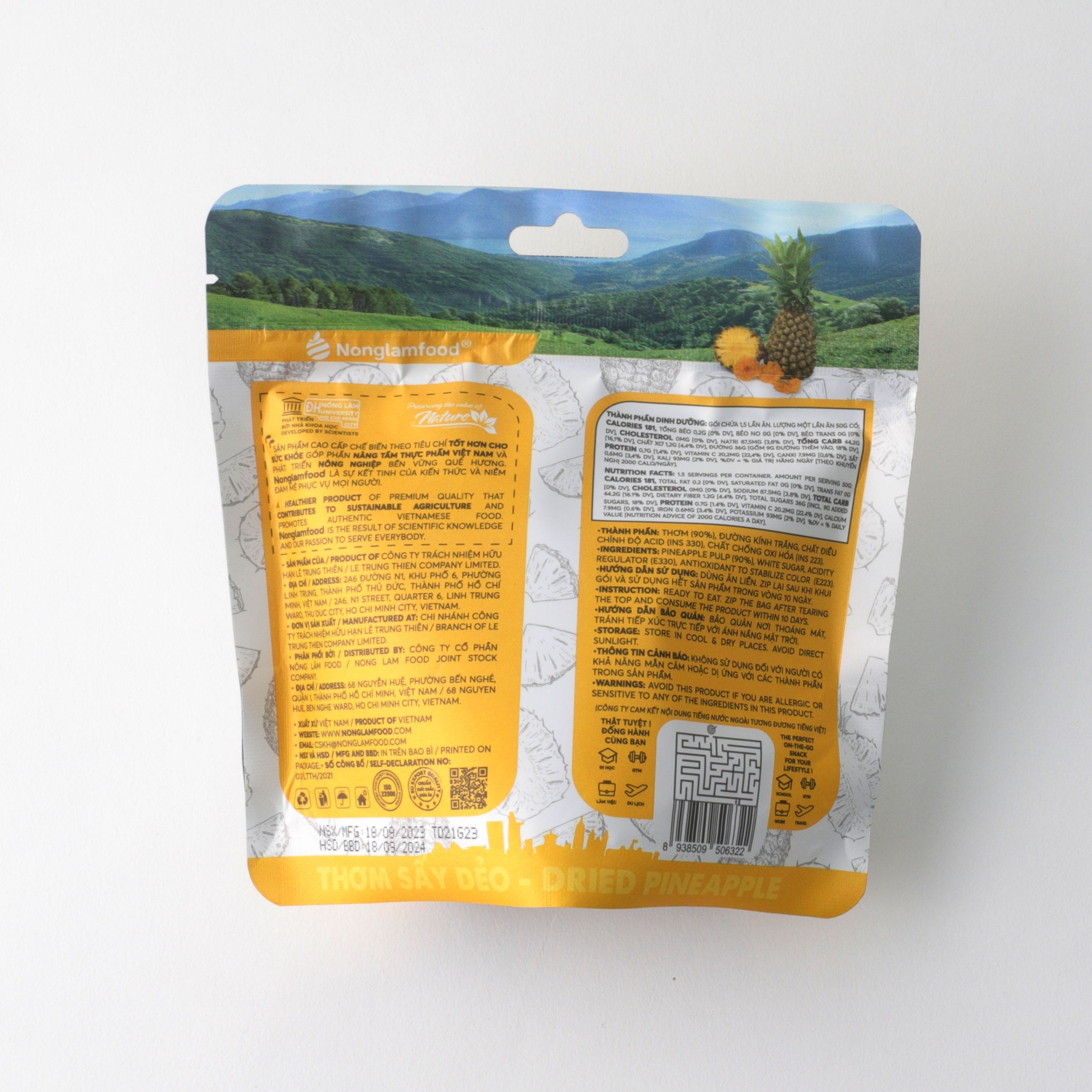 Combo 10 túi Thơm Sấy Dẻo Nonglamfood túi 75g | Ăn vặt tốt cho sức khỏe | Healthy Snack | Ăn vặt văn phòng | Ăn vặt nổi tiếng Sài Gòn | Trái cây sấy dẻo dinh dưỡng ăn liền | Ăn vặt giảm cân & giữ dáng