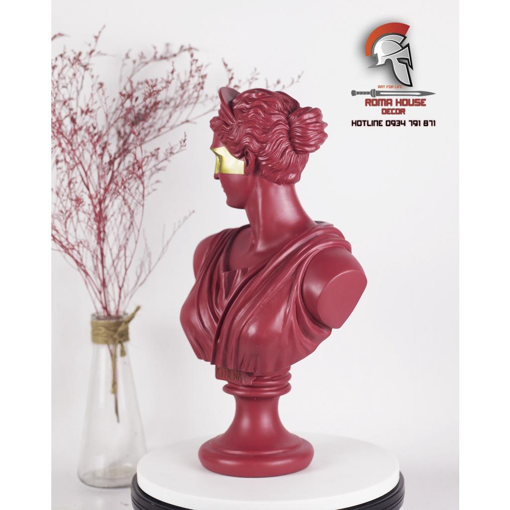 Tượng cổ điển Athena màu đò cao 35cm trang trí nhà cửa showroom