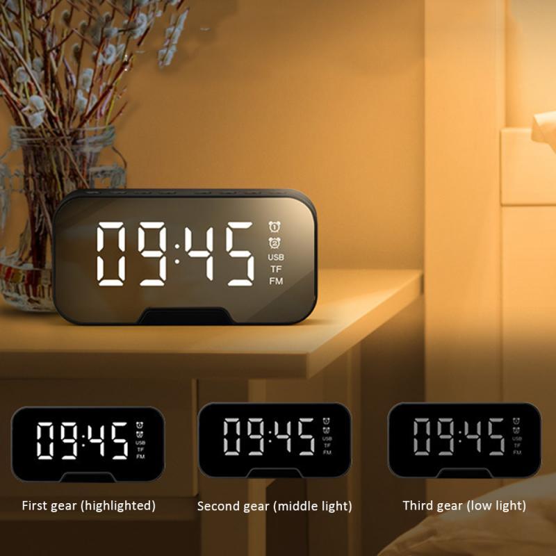 6 Trong 1 Gương LED/Báo động kỹ thuật số/Đồng hồ/Không dây Bluetooth 5.0 Loa siêu loa Color: Pink