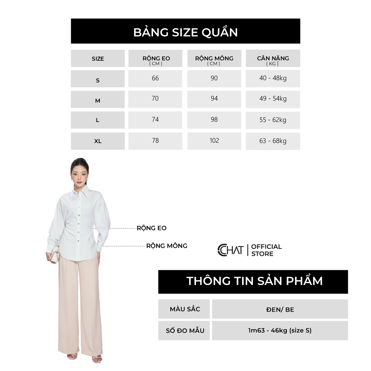 Quần Ống Rộng CCHAT Dáng Suông 2 Ly Chất Tuytsi Cao Cấp Mềm Mịn 53QDS2013ST